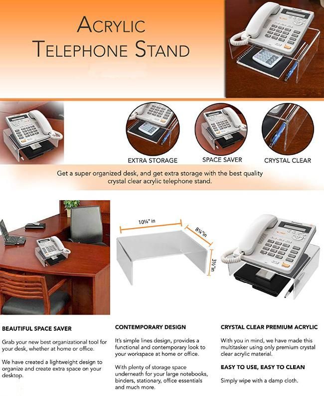 Acrylic Clear Telephone Display Stand for Office Desk Accessories