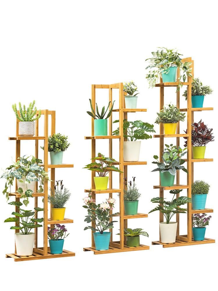 Customized Bamboo Wooden Cabinet Kitchen Bathroom Accessories Flower Display Racking