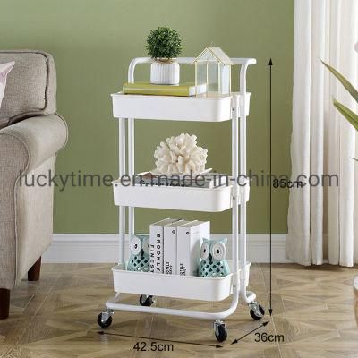 Multilayer Storage Rack Beauty Salon Handcart Bathroom Mobile Storage Rack Three Layers of Storage Rack