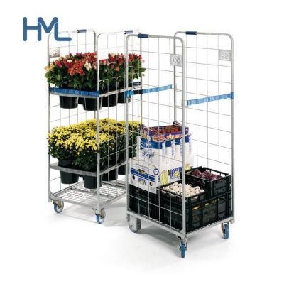Warehouse Cargo Folding Metal Mesh Rolling Storage Cage for Sale