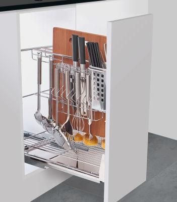 Kitchen Cupboard Stainless Steel 201 300mm Cabinet Storage Drawer Slide out Basket Holder Rack