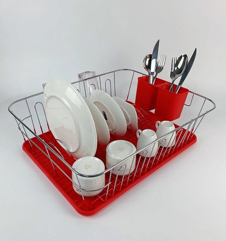 Dish and Cups Storage Rack with Utensil Holder & Tray