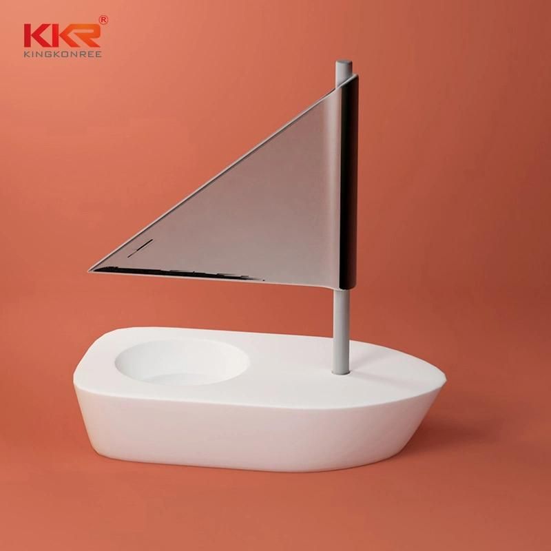 Kkr Wall Hung Artificial Stone Corner Shelf Bathroom Rack