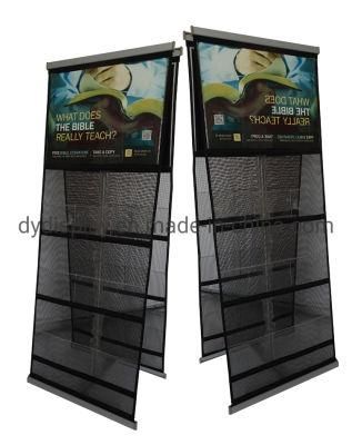 Portable Brochure Holders Display Stand Metal Magazine Rack