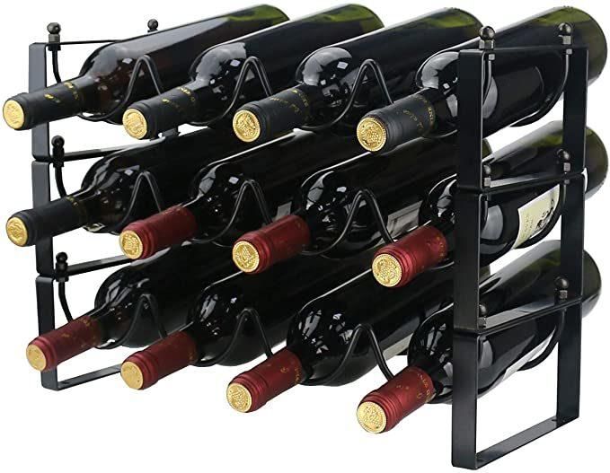 Wine Rack Bordeaux Chateau Style - Holds 23 Bottles - Minimal Assembly (Black)