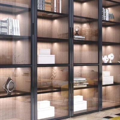 New Product Foshan Company Modern Style Glass Door Melamine Bookshelf Cabinet