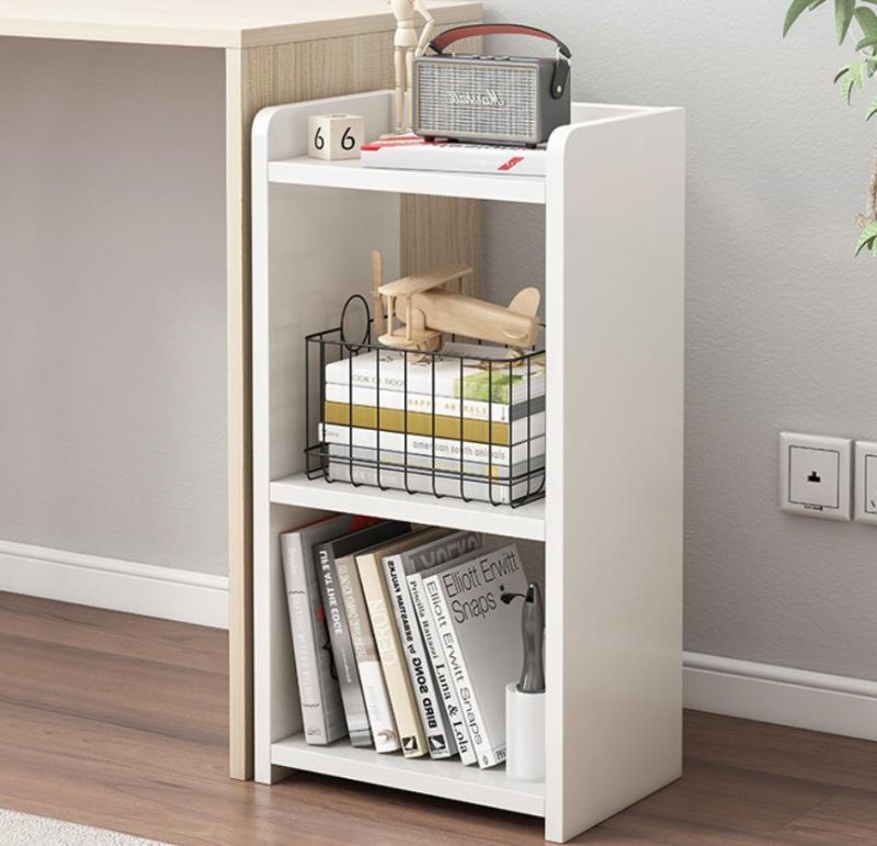 Movable Bookcase with Wheels Bookshelf Lattice Frame Bookcase