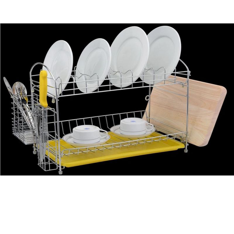 OEM 551-46 Metal Stainless Steel Dish Drying Rack with Wooden Handle