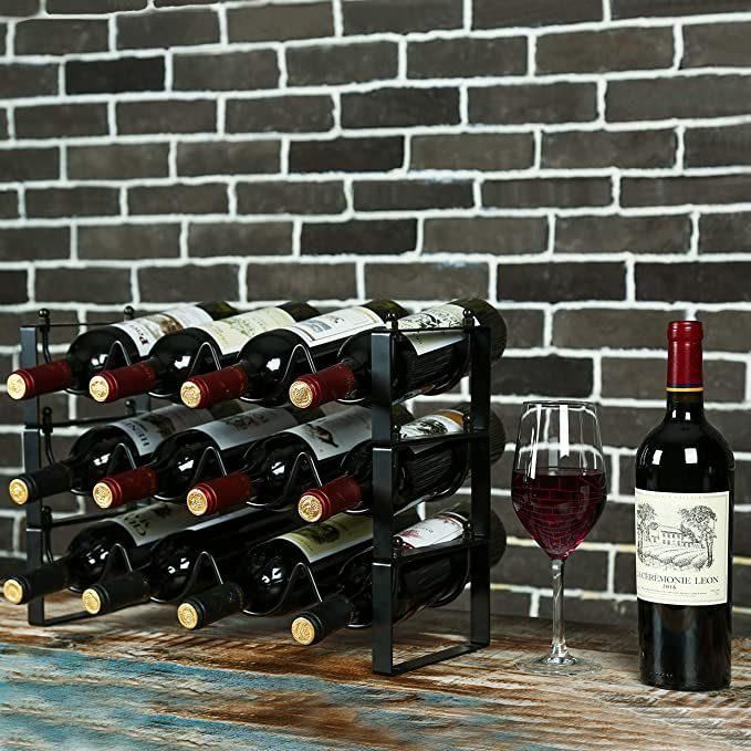 Wine Rack Bordeaux Chateau Style - Holds 23 Bottles - Minimal Assembly (Black)