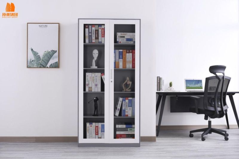 Glass Door File Cabinet with Adjustable Shelves