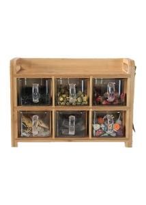 3 Layers Bamboo Condiment Shelf with Ceramic Bowl to Contain Spice and Rack for Flavor Bottle