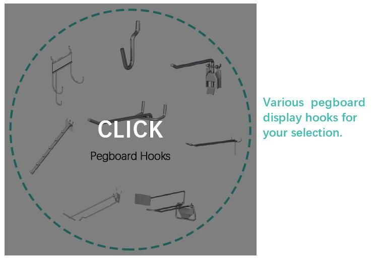 Metal Pegboard Rotation Pegboard Display Stand 4 Sided Rotating Display Rack with Wheels