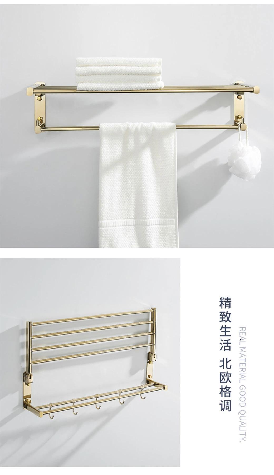 Brass Bathroom Hardware Set Wall Mounted Polished Rack Set Wall Holder Bathroom Corner Shelf Hook