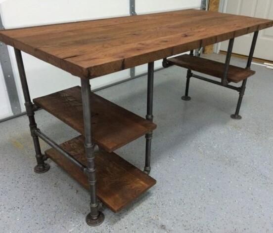 Custom Vintage Tables and Furniture Rustic Desk Legs Shelf Industrial Pipe Table Legs Metal Pipes and Flanges