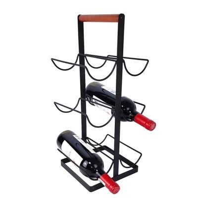 Tabletop Vintage Wire Wine Bottle Storage Rack Black Countertop Wine Dishplay Rack Freestanding Metal Steel Wine Rack