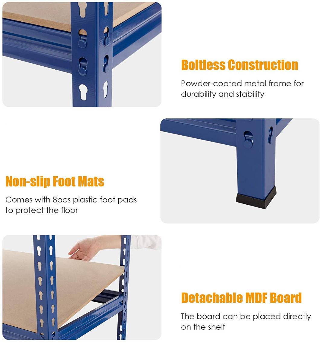 5-Foot Tall, 5 Shelf Steel Wire Deck Industrial Storage Rack, Adjustable for Workshop/Garage Storage