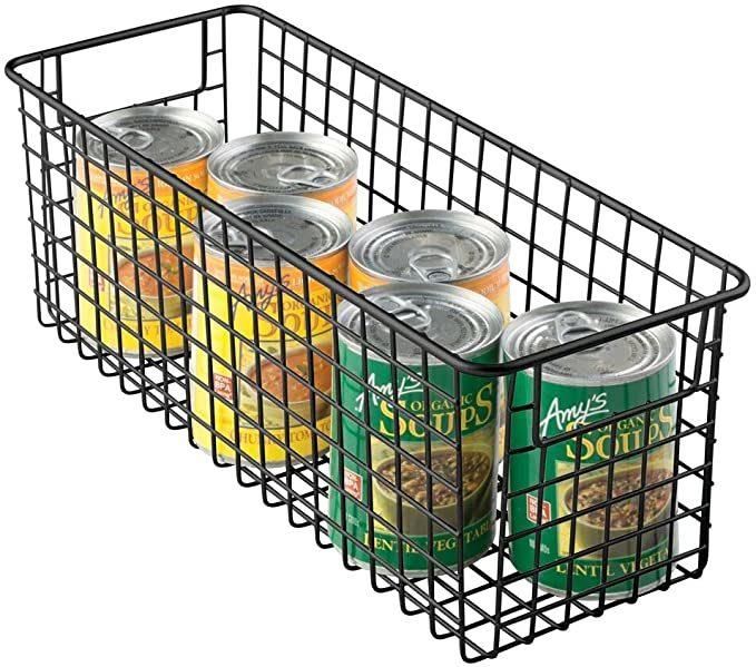 Mdesign Metal Wire Food Storage Tapered Basket Organizer with Handles for Organizing Kitchen Cabinets, Pantry Shelf, Bathroom, Laundry Room, Closets, Garage - C