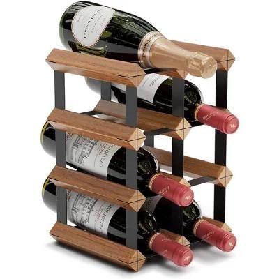 Foldable Wooden Wine Bottle Holder Free Standing Natural Wine Shelves Wine Rack