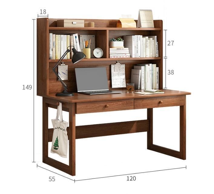 Solid Wood Legs Desk Bookshelf One Table Bedroom Simple Home Office Computer Desk Writing Desk Student Study Table