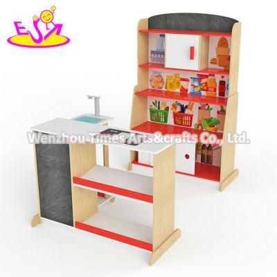 New Released Children Wooden Supermarket Shelf Toy for Pretend Play W10A116