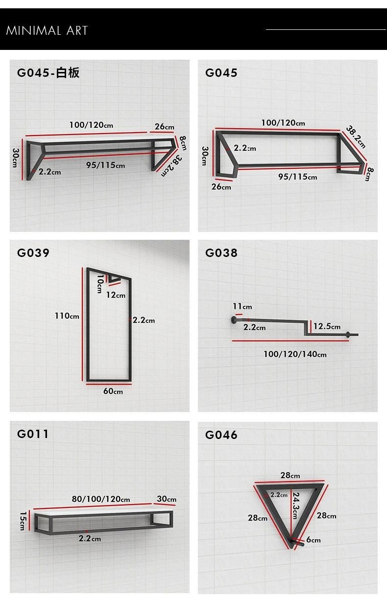 High End Boutique Garment Store Wall Mounted Racks Fashion Simple Black Metal Clothing Retail