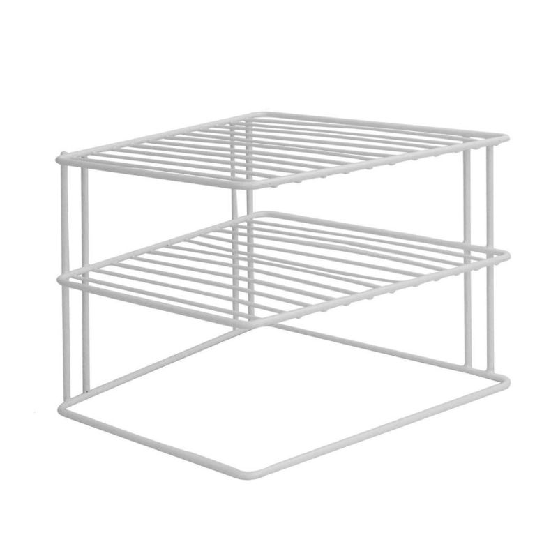 2 Tier Kitchen Cupboard Storage Corner Space Saving Shelf Rack