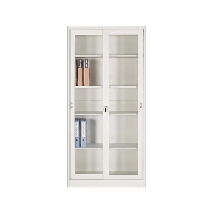 Office Bookcase with 2 Glass Sliding Doors Steel Office Furniture
