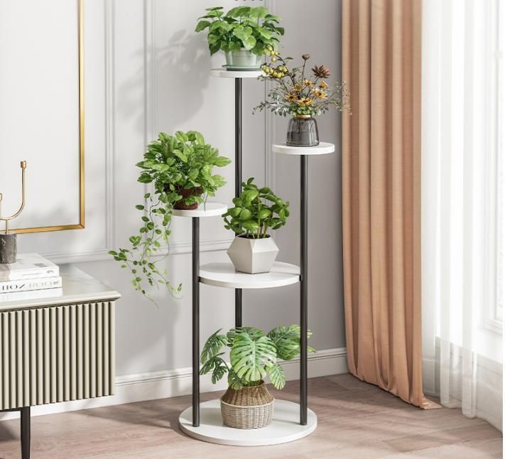 Flower Shelf Living Room Floor-to-Ceiling Balcony Rack Indoor Iron Art Simple Modern Multi-Layer Fleshy Green Radish Flower Pot Rack