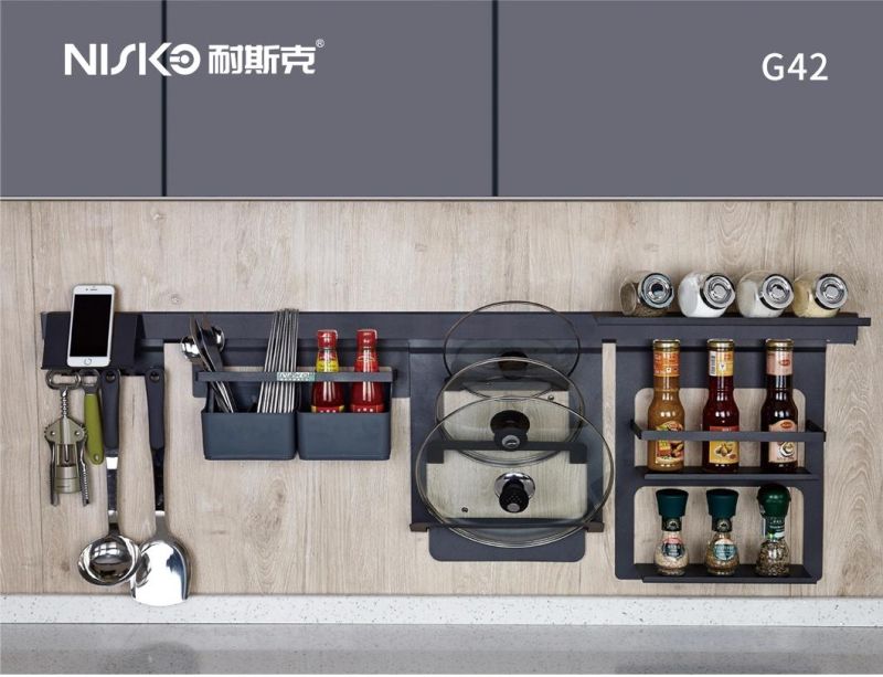 Wholesale Metal Kitchen Hanging Wall Mounted Organizer Shelf Pot Pan Wall Rack