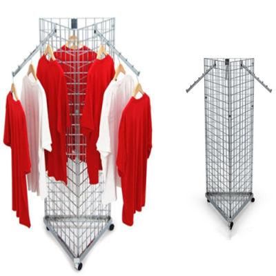 Garment Rail Display/3 Sides Mobile Mesh Clothing Display Rack