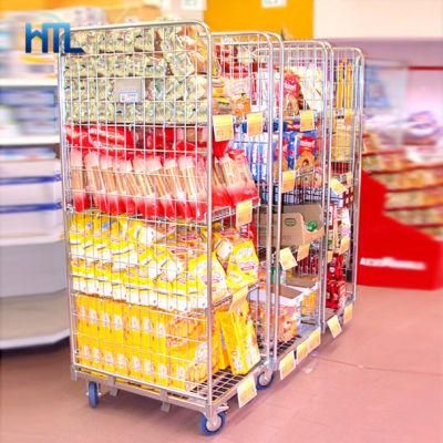 Customized Easy Assemble Collapsible Supermarket Wire Trolley Cages for Sale