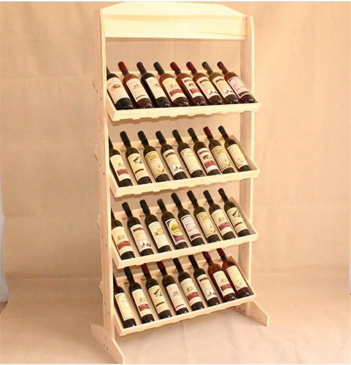 Natural Color Pine Wood Wine Rack with Size Custom Made