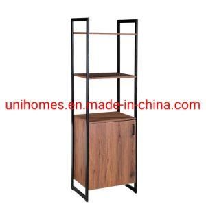 Rustic Wood and Metal Shelving Unit Display Rack for Living Room