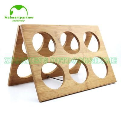 Organic Bamboo 6 Bottle Wine Rack Horizontal Storage Compact