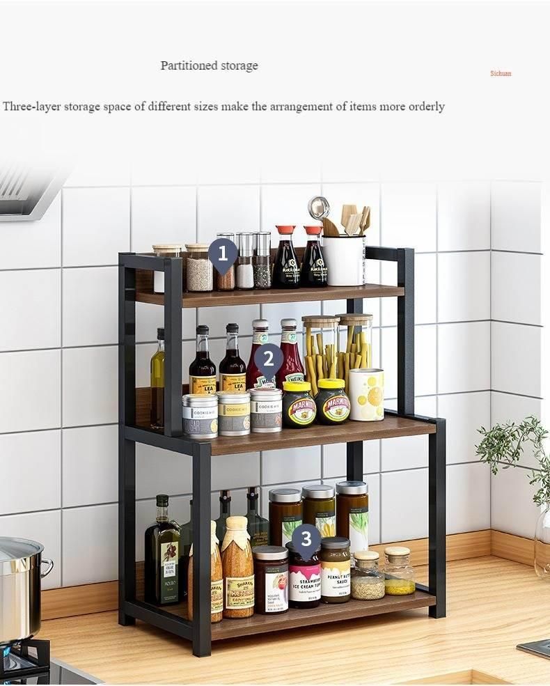 Kitchen Storage Shelf Steel Seasoning Rack 2 Layers 3 Layers