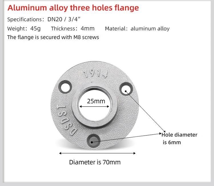 Industrial Style 3/4 Inch Retro Antique Vintage Old Aluminum Floor Flange for Home Pipe Furniture