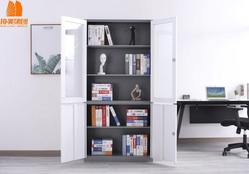 Metal Bookcase with 4 Sliding Doors Steel File Cabinets