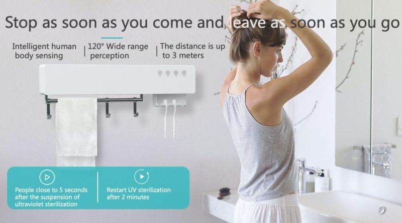 UVC LED Sterilizer Human Sensing Touchkey Intelligent Hot Air Dryer Multifunctional Towel Rack