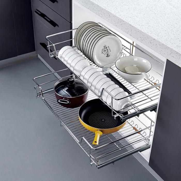 Multi-Role Kitchen Accessories Lift Basket Pull Down Shelves Cabinet Elevator Basket Rack