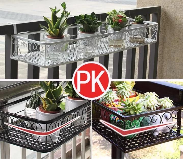 Shelf Balcony Flower Pot Rack Hanging Wrought Iron Shelf Flower Pot Hanger