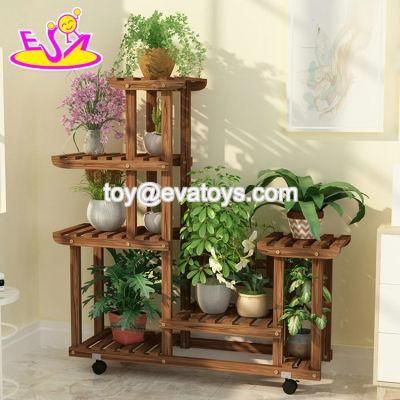 Wholesale Wooden Outdoor Plant Shelves with Wheels W08h119