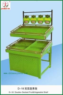 High Quality Metal Double Deck Fruit and Vegetable Shelf