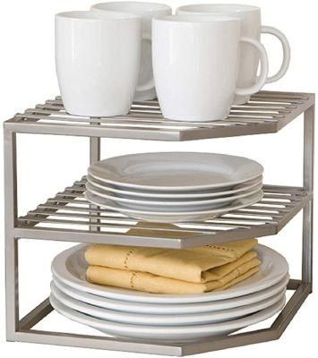 Classics Iron Slat Expandable Kitchen Counter and Cabinet Shelf, Platinum