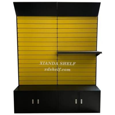 Wall Slat Display Shelving Panel Inner Corner Metal Display Shelf Storage Tools Slatwall Shleves Stand with Slat Hook