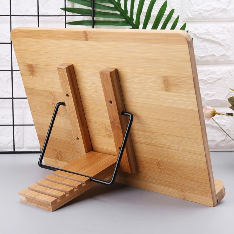 Foldable Multifunction Bamboo Bookshelf Holder Book Reading Stand for Reading Adjustable Bookstand Laptop Desk Holder School Office