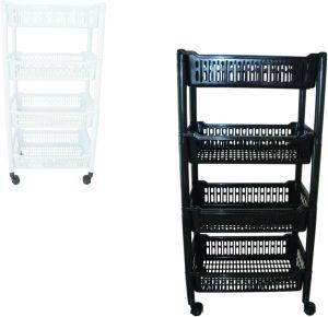 Kitchen Plastic Corner Storage Rack with Wheels