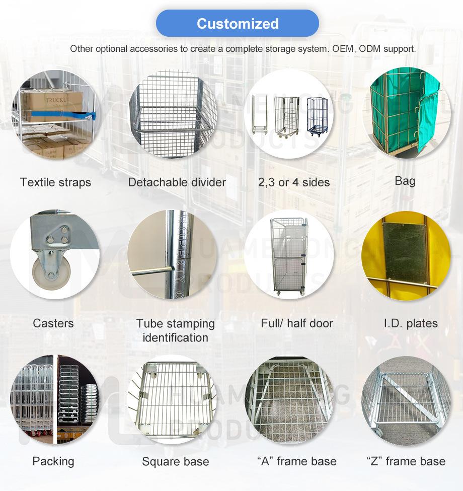 Logistic Nesting Stackable Foldable Zinc Metal Laundry Mesh Roll Container