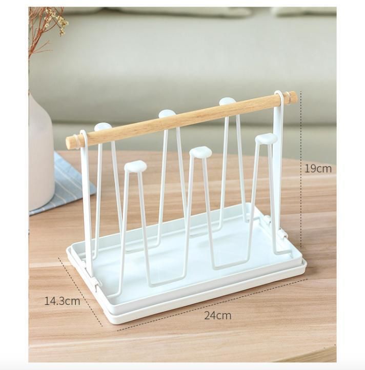 Handle Kitchen Desktop 6 Cup Mug Drying Holder Storage Rack