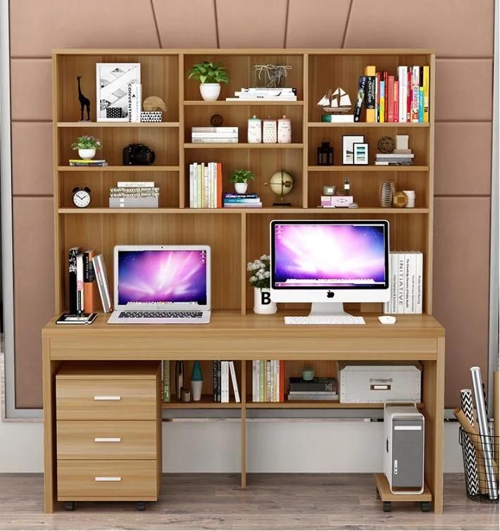 Computer Desktop Desk Home Bookcase Desk Bookshelf One Table Bedroom Solid Wood Desk Writing Desk Study Table