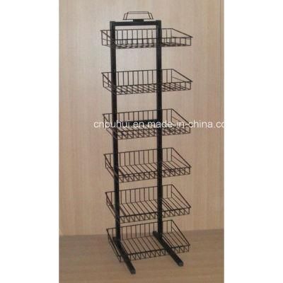 6 Tier Adjustable Retail Display Merchandise Promotion Wire Basket Rack (PHY323)
